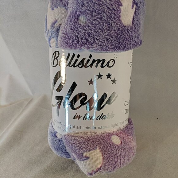 Bellisimo Glow in the Dark GITD Purple Unicorn Flannel Blanket 50"x60" NEW - Picture 2 of 7